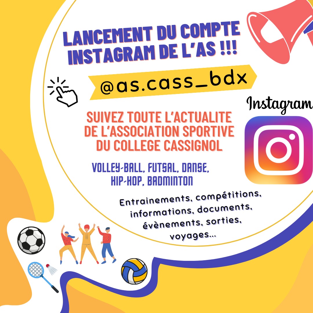 Compte Instagram de l’Association Sportive du Collège Cassignol